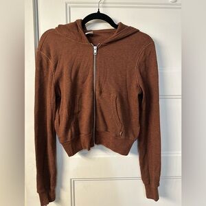 TNA Brown Waffle Knit Zip up hoodie